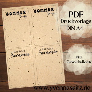 PRINT DRUCKVORLAGE PDF Verpackung Kleinigkeiten Geschenkkarte 2Designs "Sommer to go" in der Tüte Printable zum ausdrucken