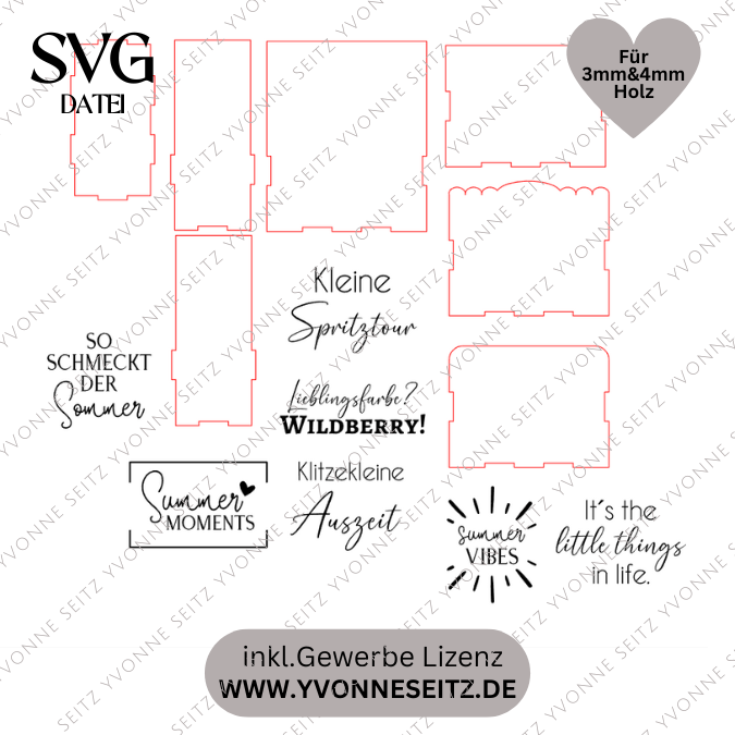SVG Laserdatei 3 mm & 4mm Geschenkbox für 2 kleine Lillet Aperol Flaschen Flaschenbox Summermoments Little Things Spritztour SVG Datei – Bild 2