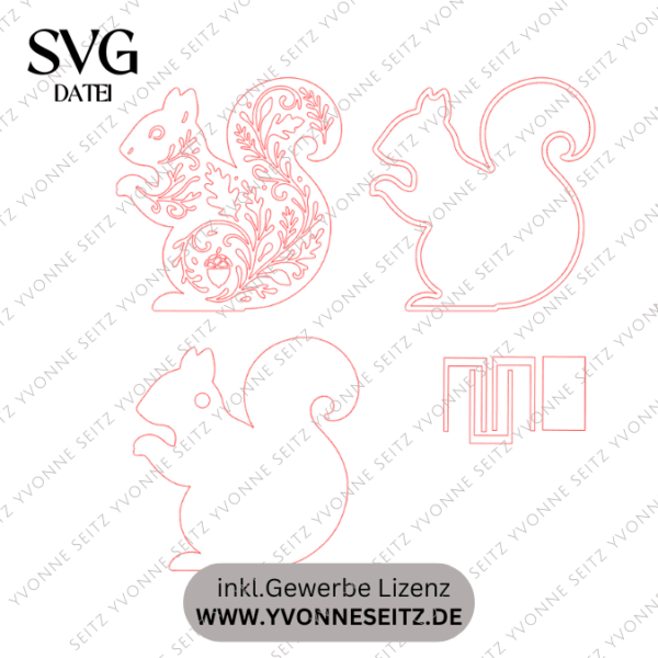 SVG Laser Herbst Datei Eichhörnchen Lichteichhörnchen für Transparentpapier Lichterkette Lichtdatei Leuchtdatei Laserdatei SVG Datei – Bild 3