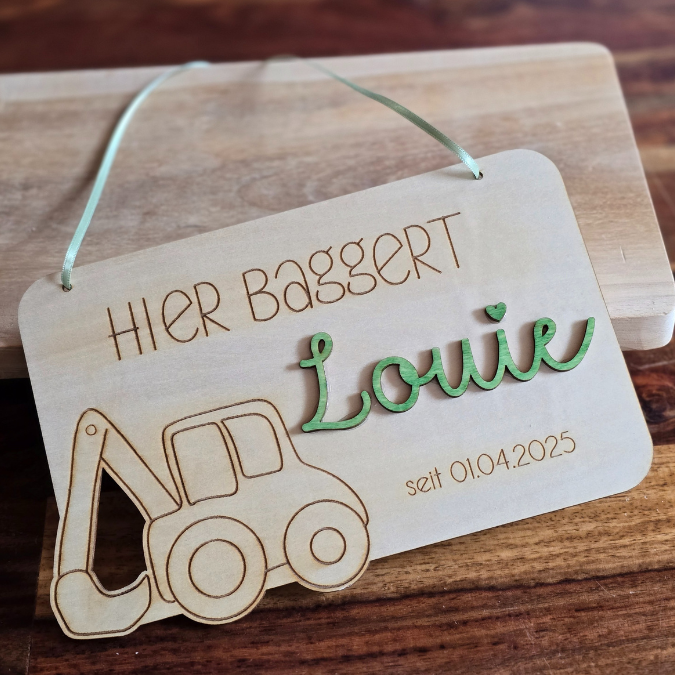 SVG Laserdatei 4er Set personalisierbare Schilder Baustelle Baustellenfahrzeuge Kinderzimmerdeko Türschild SVG-Datei – Bild 7