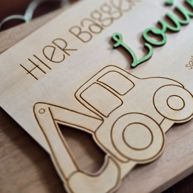 SVG Laserdatei 4er Set personalisierbare Schilder Baustelle Baustellenfahrzeuge Kinderzimmerdeko Türschild SVG-Datei – Bild 8