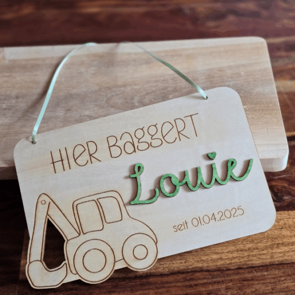 SVG Laserdatei 4er Set personalisierbare Schilder Baustelle Baustellenfahrzeuge Kinderzimmerdeko Türschild SVG-Datei – Bild 9