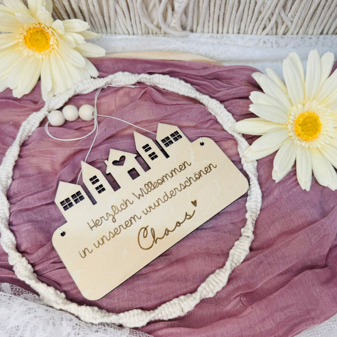 SVG Laserdatei 4 Designs Tütschild Aufhänger Hereinspaziert Tür Deko Wanddeko Willkommen Häuser personalisierbar SVG Datei – Bild 9