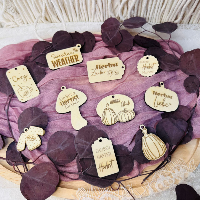 SVG Laserdatei Geschenkanhänger Herbst Kürbis Pilz Sweater weather Etiketten Tags SVG-Datei – Bild 5