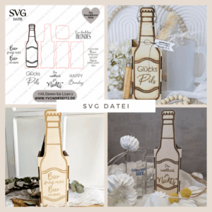 SVG Laserdatei 3 mm & 4mm Geschenkbox für Bier Bierflasche Flaschenbox Geschenkidee Männer Bier SVG Datei
