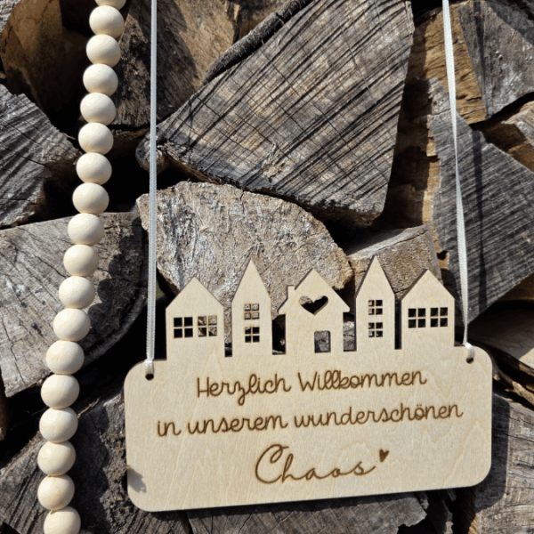 SVG Laserdatei 4 Designs Tütschild Aufhänger Hereinspaziert Tür Deko Wanddeko Willkommen Häuser personalisierbar SVG Datei – Bild 4