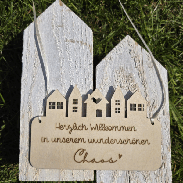SVG Laserdatei 4 Designs Tütschild Aufhänger Hereinspaziert Tür Deko Wanddeko Willkommen Häuser personalisierbar SVG Datei – Bild 6