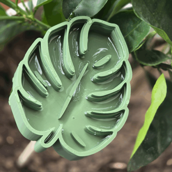 STL 3D Druck Datei Insektentränke Monstera Blatt für 8mm & 10mm Stäbe Bienentränke Schmetterlingtränke Garten Blumentopf Bambu Sommer – Bild 7