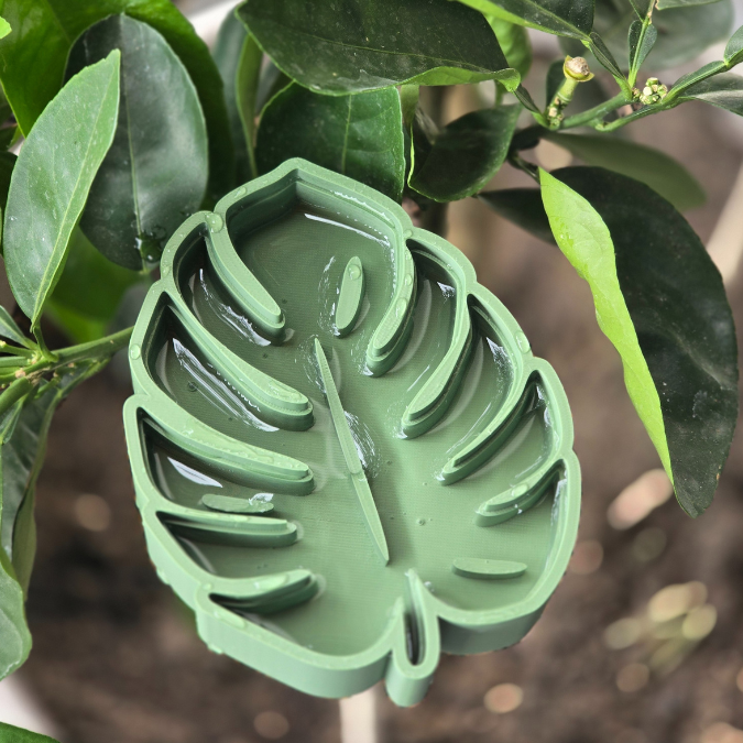 STL 3D Druck Datei Insektentränke Monstera Blatt für 8mm & 10mm Stäbe Bienentränke Schmetterlingtränke Garten Blumentopf Bambu Sommer – Bild 4