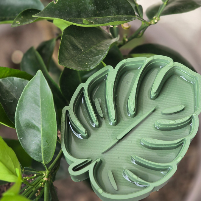STL 3D Druck Datei Insektentränke Monstera Blatt für 8mm & 10mm Stäbe Bienentränke Schmetterlingtränke Garten Blumentopf Bambu Sommer – Bild 5