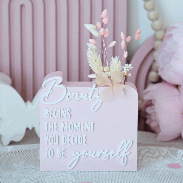 3D Druck Datei STL 3er Set Kosmetikpinsel Halter & Aufsteller "Beauty begins the moment you decide to be yourself" Frauen Geschenkidee Deko – Bild 14