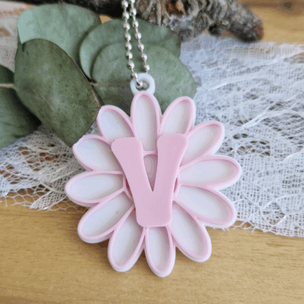 3D Druck Datei STL Freundin Schlüsselanhänger inkl Blanko Blumen Blume A-Z Alphabet Namen Freundschaft 3D-Druck Datei Blümchen für Bambu Studio – Bild 4