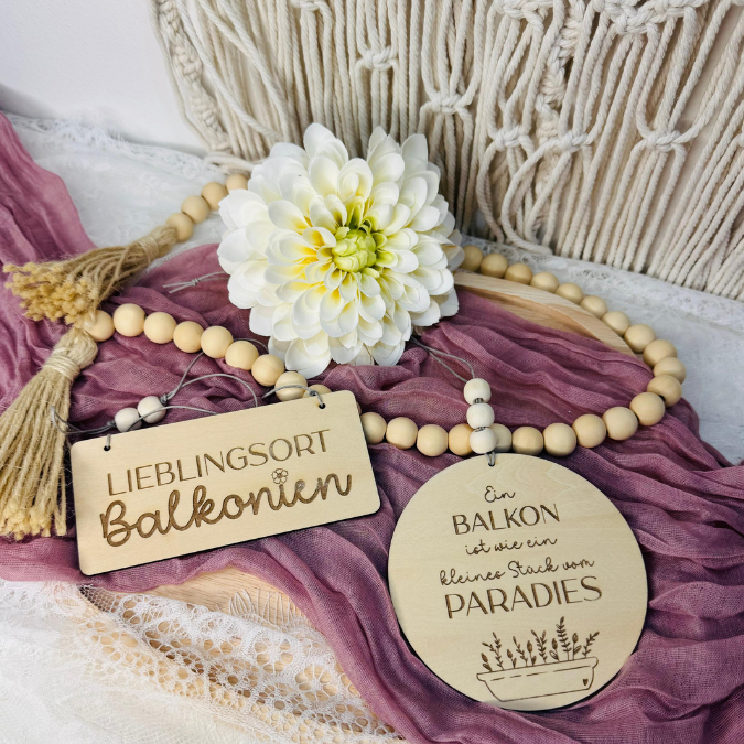 SVG Laserdatei 4er Set Holzscheiben Balkon Balkonien Lieblingsplatz Blumen Gravur SVG Datei – Bild 19