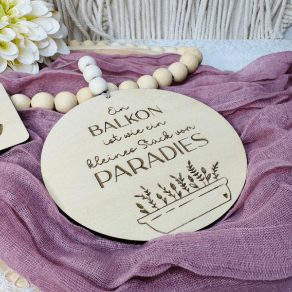 SVG Laserdatei 4er Set Holzscheiben Balkon Balkonien Lieblingsplatz Blumen Gravur SVG Datei – Bild 18