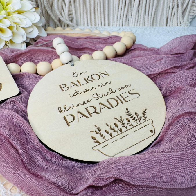 SVG Laserdatei 4er Set Holzscheiben Balkon Balkonien Lieblingsplatz Blumen Gravur SVG Datei – Bild 20