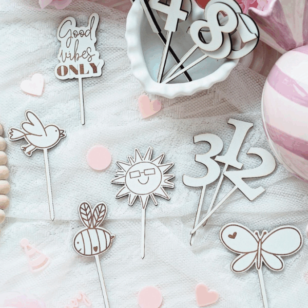 SVG Laserdatei Caketopper Geburtstag Gute Laune Mix Positive Good vibes inklusive Zahlen Kuchenstecker Pflanzenstecker SVG Datei – Bild 17