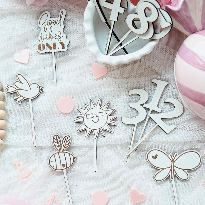 SVG Laserdatei Caketopper Geburtstag Gute Laune Mix Positive Good vibes inklusive Zahlen Kuchenstecker Pflanzenstecker SVG Datei – Bild 18