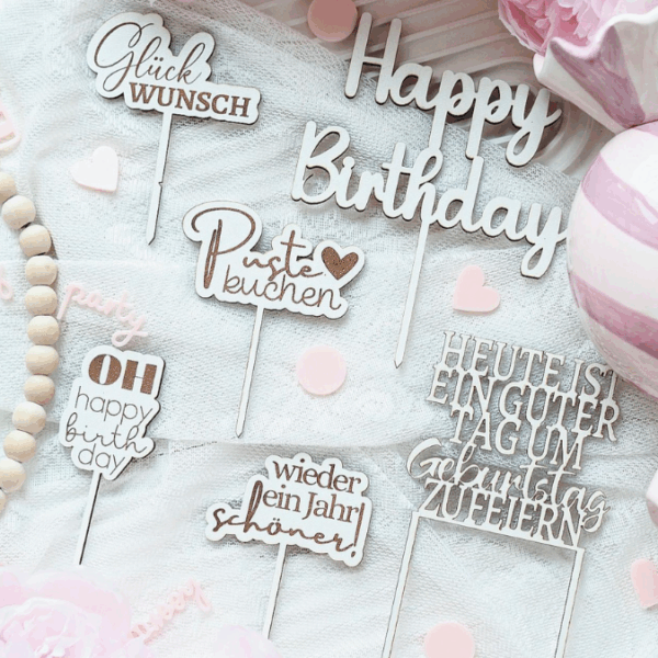 SVG Laserdatei Caketopper Geburtstag Gute Laune Mix Positive Good vibes inklusive Zahlen Kuchenstecker Pflanzenstecker SVG Datei – Bild 3