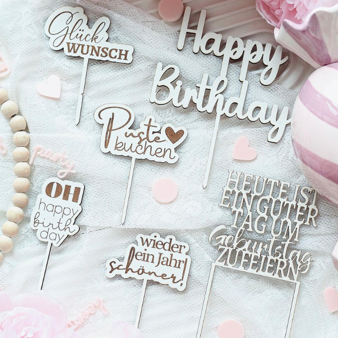 SVG Laserdatei Caketopper Geburtstag Gute Laune Mix Positive Good vibes inklusive Zahlen Kuchenstecker Pflanzenstecker SVG Datei – Bild 4