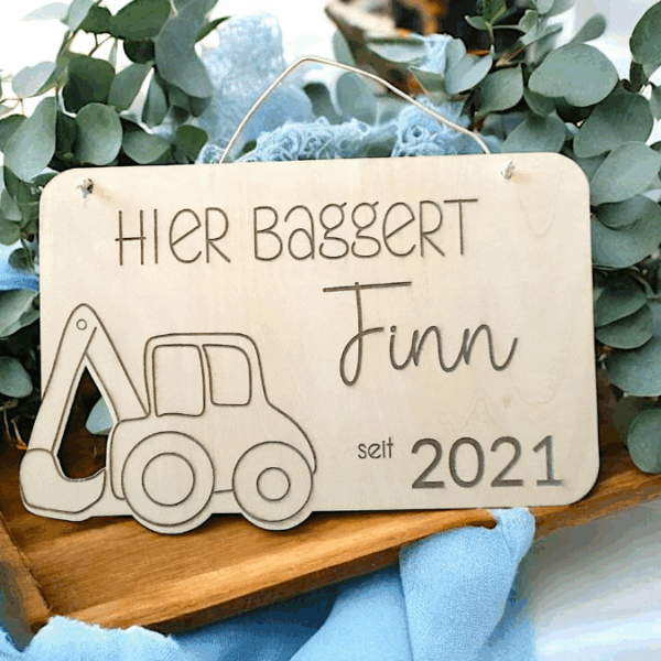SVG Laserdatei 4er Set personalisierbare Schilder Baustelle Baustellenfahrzeuge Kinderzimmerdeko Türschild SVG-Datei – Bild 11