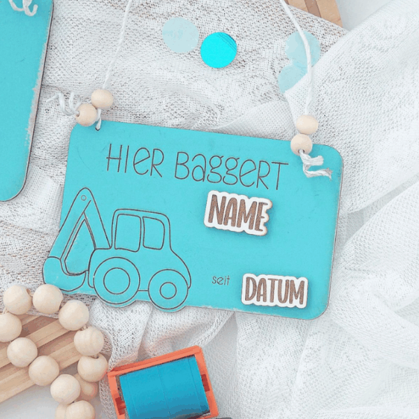 SVG Laserdatei 4er Set personalisierbare Schilder Baustelle Baustellenfahrzeuge Kinderzimmerdeko Türschild SVG-Datei – Bild 14