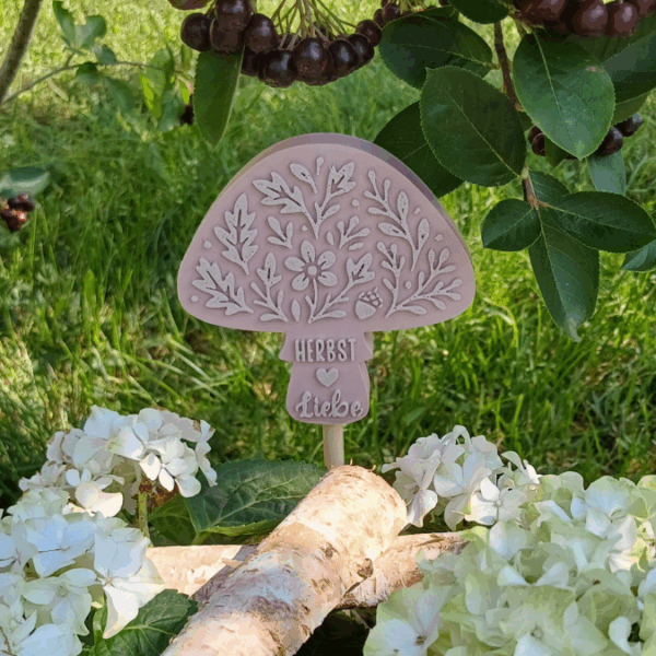STL 3D Druck Datei Herbst Pilz Gartenstecker für 8mm & 10mm Stäbe UND Erdsstecker Pflanzen Outdoor Deko Beetstecker Pflanzenstecker – Bild 4