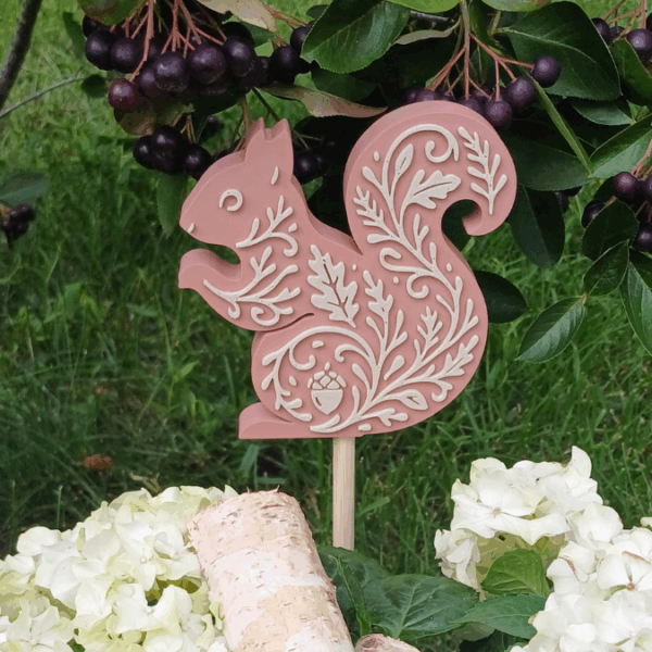 STL 3D Druck Datei Herbst Eichhörnchen Gartenstecker für 8mm & 10mm Stäbe UND Erdsstecker Pflanzen Outdoor Deko Beetstecker Pflanzenstecker – Bild 4