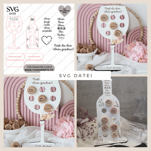 SVG Laserdatei Weinkorkenständer 3mm und 4mm Halter für Korken Wein SB Lädchen Schrankladen Präsenter SVG Datei