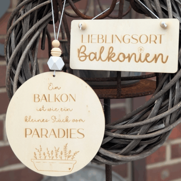 SVG Laserdatei 4er Set Holzscheiben Balkon Balkonien Lieblingsplatz Blumen Gravur SVG Datei – Bild 26