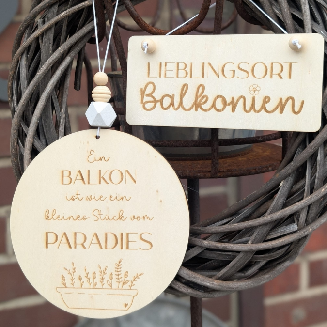 SVG Laserdatei 4er Set Holzscheiben Balkon Balkonien Lieblingsplatz Blumen Gravur SVG Datei – Bild 26