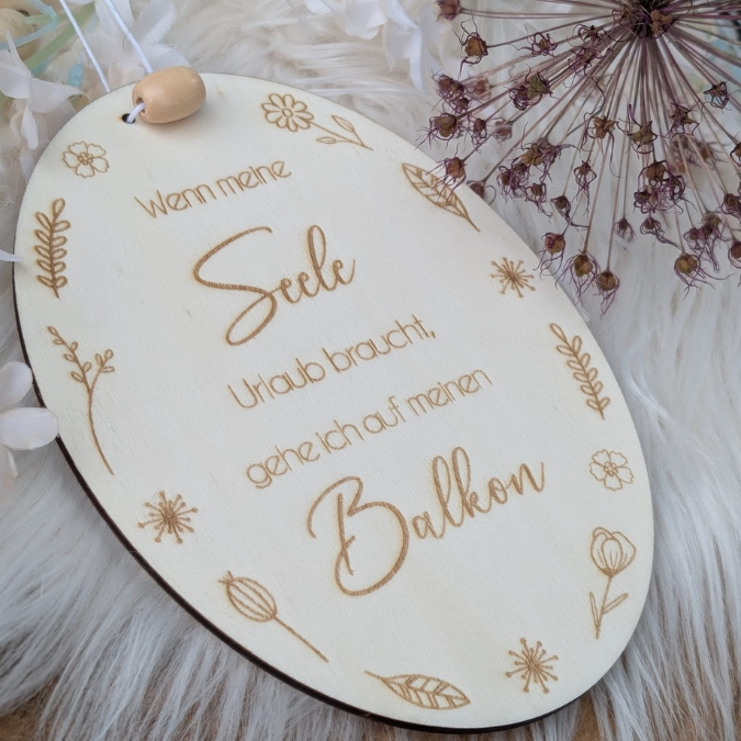 SVG Laserdatei 4er Set Holzscheiben Balkon Balkonien Lieblingsplatz Blumen Gravur SVG Datei – Bild 27