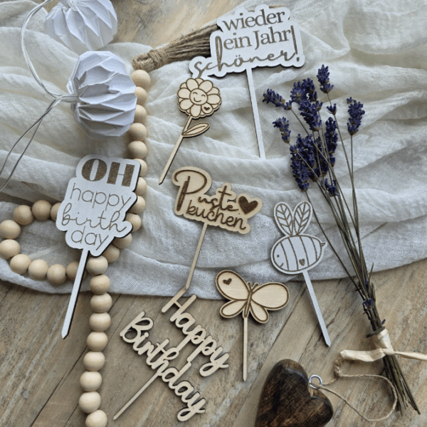 SVG Laserdatei Caketopper Geburtstag Gute Laune Mix Positive Good vibes inklusive Zahlen Kuchenstecker Pflanzenstecker SVG Datei – Bild 13