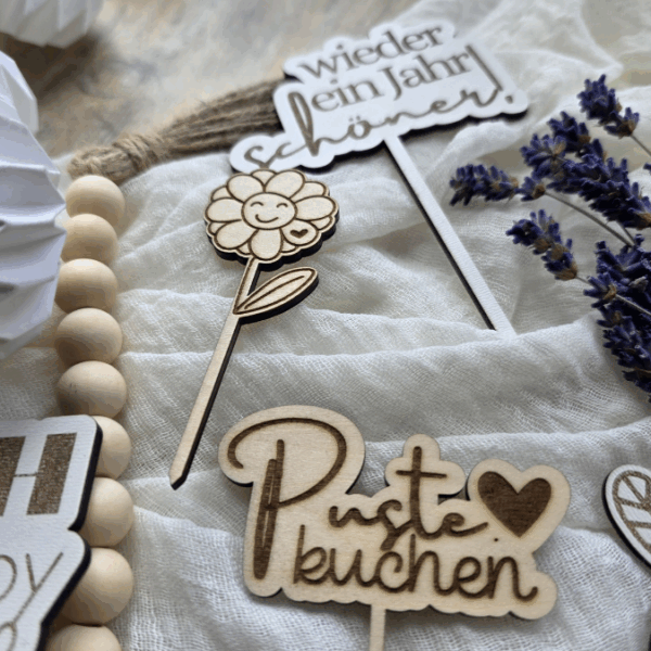 SVG Laserdatei Caketopper Geburtstag Gute Laune Mix Positive Good vibes inklusive Zahlen Kuchenstecker Pflanzenstecker SVG Datei – Bild 3