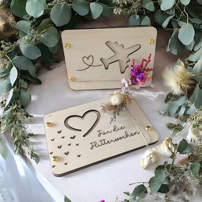 SVG Laserdatei Urlaub Reise Flitterwochen Hochzeit Geldgeschenk Verpackung für Geld 6 Designs Gutscheinkarten SVG-Datei – Bild 4
