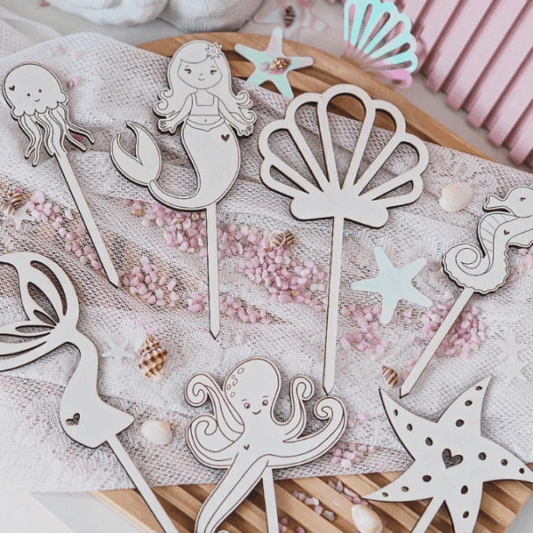 SVG Laserdatei Caketopper Geburtstag Meerjungfrau Mermaid Ocean Meer Muscheln Unterwasserwelt Kuchenstecker Pflanzenstecker SVG Datei – Bild 7