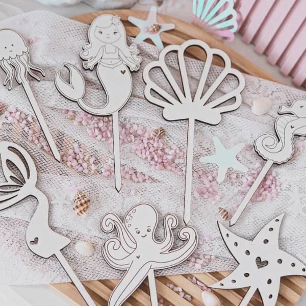 SVG Laserdatei Caketopper Geburtstag Meerjungfrau Mermaid Ocean Meer Muscheln Unterwasserwelt Kuchenstecker Pflanzenstecker SVG Datei – Bild 9