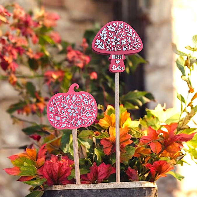 STL 3D Druck Datei Herbst Kürbis Gartenstecker für 8mm & 10mm Stäbe UND Erdsstecker Pflanzen Outdoor Deko Beetstecker Pflanzenstecker – Bild 8