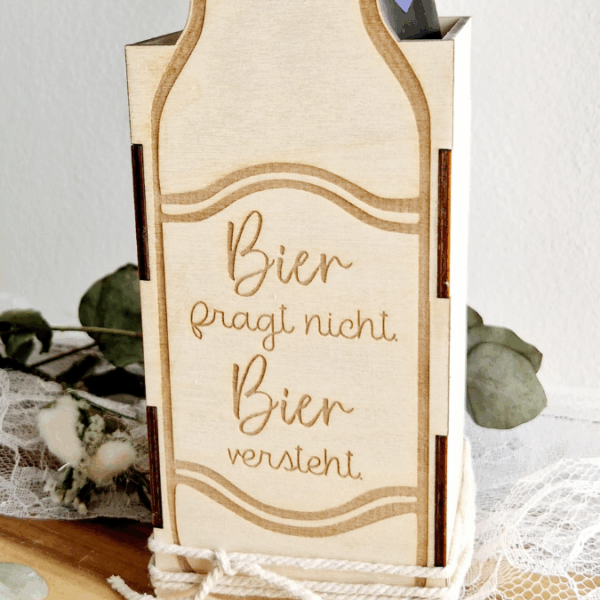 SVG Laserdatei 3 mm & 4mm Geschenkbox für Bier Bierflasche Flaschenbox Geschenkidee Männer Bier SVG Datei – Bild 3