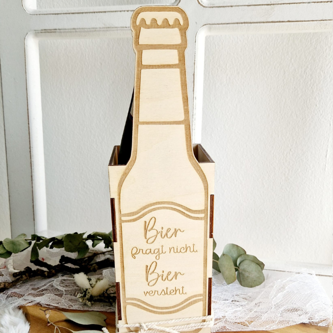 SVG Laserdatei 3 mm & 4mm Geschenkbox für Bier Bierflasche Flaschenbox Geschenkidee Männer Bier SVG Datei – Bild 4