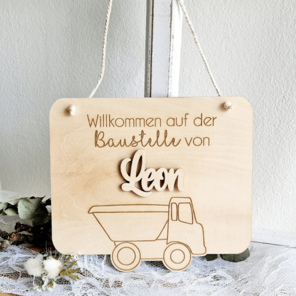 SVG Laserdatei 4er Set personalisierbare Schilder Baustelle Baustellenfahrzeuge Kinderzimmerdeko Türschild SVG-Datei – Bild 10