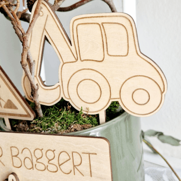 SVG Laserdatei 21er Set Caketopper Baustelle Bagger Verkehr inkl. Zahlen Pflanzenstecker Gescheinkidee Junge Kuchen SVG Datei – Bild 4