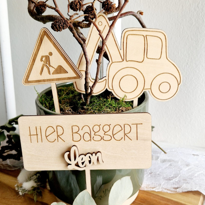 SVG Laserdatei 21er Set Caketopper Baustelle Bagger Verkehr inkl. Zahlen Pflanzenstecker Gescheinkidee Junge Kuchen SVG Datei – Bild 5