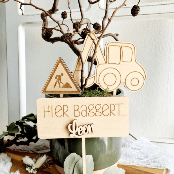 SVG Laserdatei 21er Set Caketopper Baustelle Bagger Verkehr inkl. Zahlen Pflanzenstecker Gescheinkidee Junge Kuchen SVG Datei – Bild 6