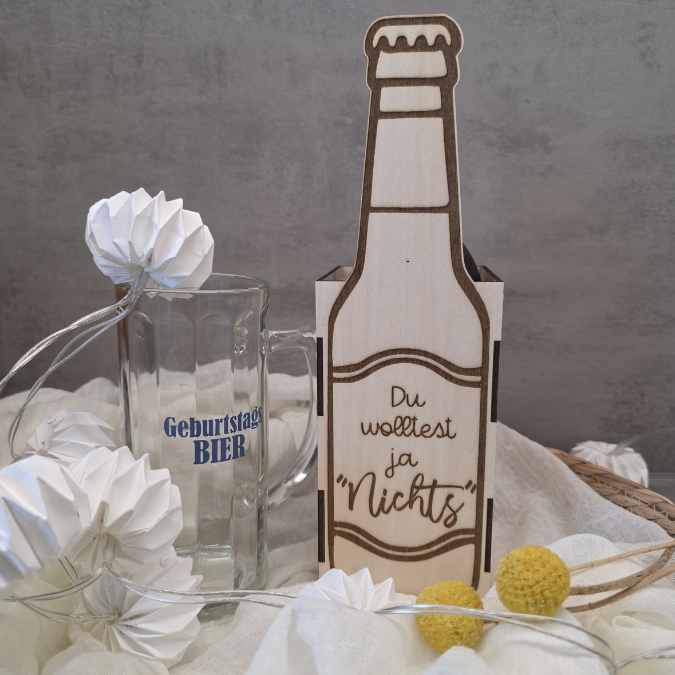 SVG Laserdatei 3 mm & 4mm Geschenkbox für Bier Bierflasche Flaschenbox Geschenkidee Männer Bier SVG Datei – Bild 5
