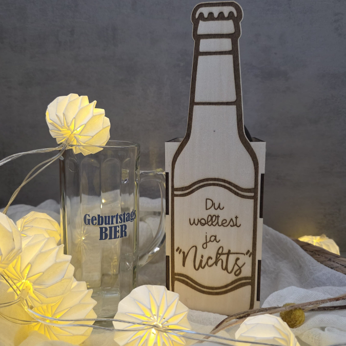 SVG Laserdatei 3 mm & 4mm Geschenkbox für Bier Bierflasche Flaschenbox Geschenkidee Männer Bier SVG Datei – Bild 6