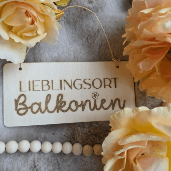 SVG Laserdatei 4er Set Holzscheiben Balkon Balkonien Lieblingsplatz Blumen Gravur SVG Datei – Bild 4