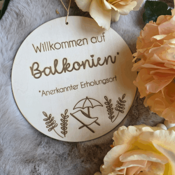 SVG Laserdatei 4er Set Holzscheiben Balkon Balkonien Lieblingsplatz Blumen Gravur SVG Datei – Bild 5