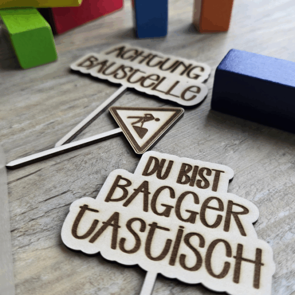 SVG Laserdatei 21er Set Caketopper Baustelle Bagger Verkehr inkl. Zahlen Pflanzenstecker Gescheinkidee Junge Kuchen SVG Datei – Bild 7