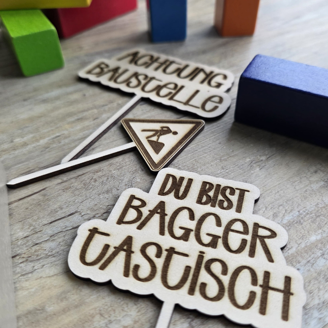 SVG Laserdatei 21er Set Caketopper Baustelle Bagger Verkehr inkl. Zahlen Pflanzenstecker Gescheinkidee Junge Kuchen SVG Datei – Bild 7