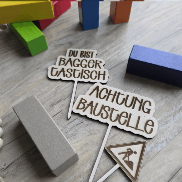 SVG Laserdatei 21er Set Caketopper Baustelle Bagger Verkehr inkl. Zahlen Pflanzenstecker Gescheinkidee Junge Kuchen SVG Datei – Bild 8